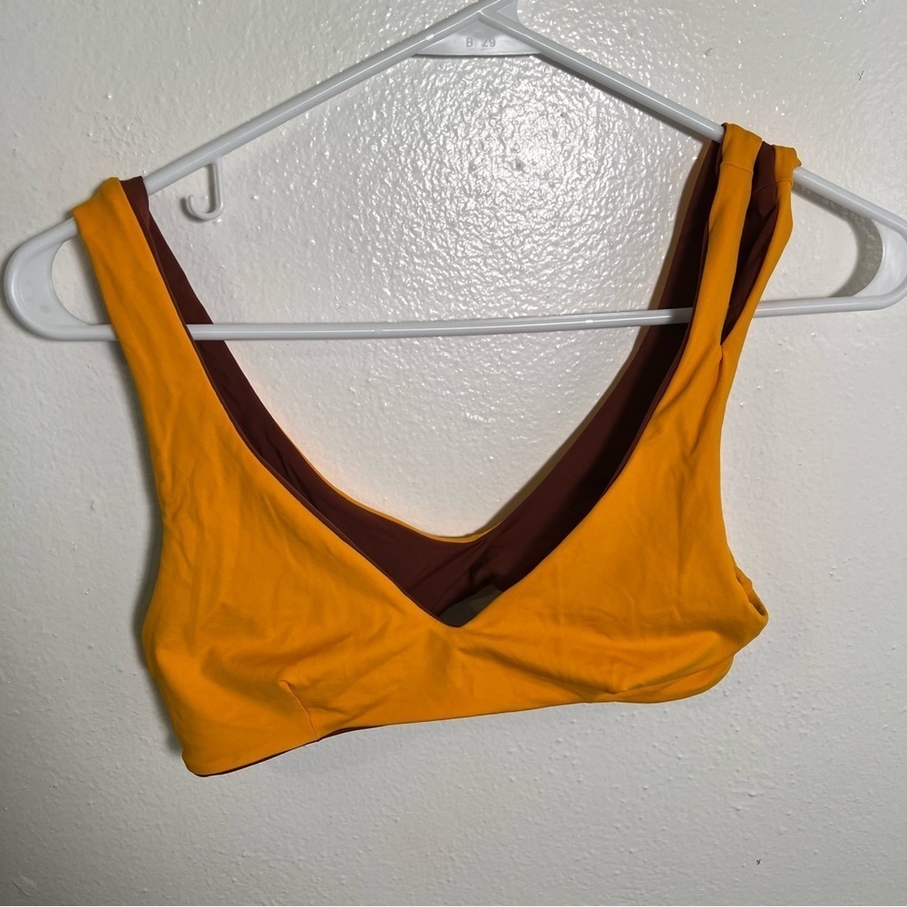 L*Space Women's One Wave Reversible Bikini Top Tan Brown Orange V-Neck Strappy - Picture 8 of 9